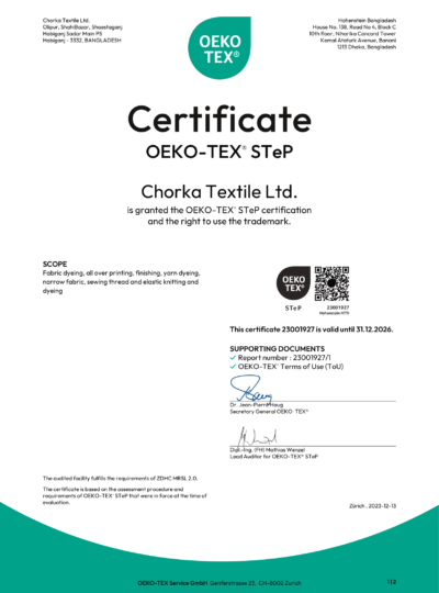 OEKO TEX STeP-certificate-23001927-Chorka Textile Ltd -Dyeing-1